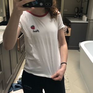 Ringer tee with “fresh” embroidered